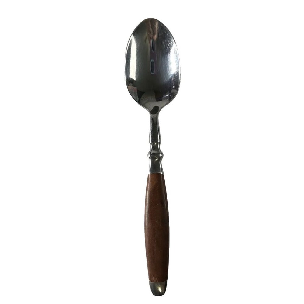 Hampton Silversmiths flatware bistro 6 soup spoons medium brown handle